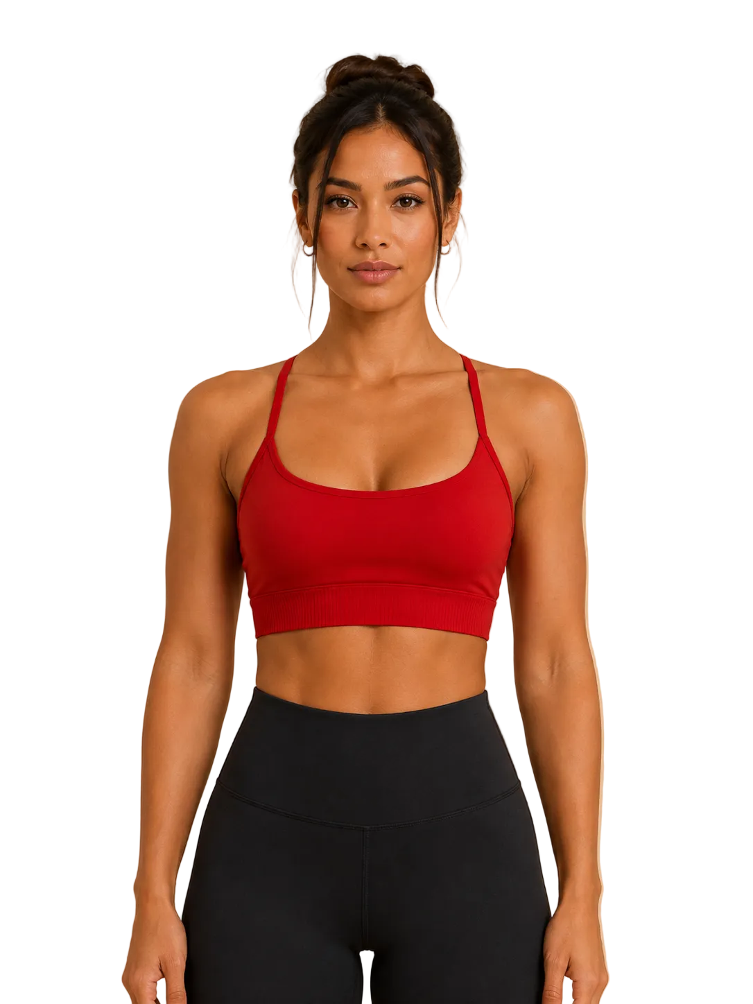 SculptForHer Cross Back Sports Bra | Women’s High Support Seamless Running & Gym Bra