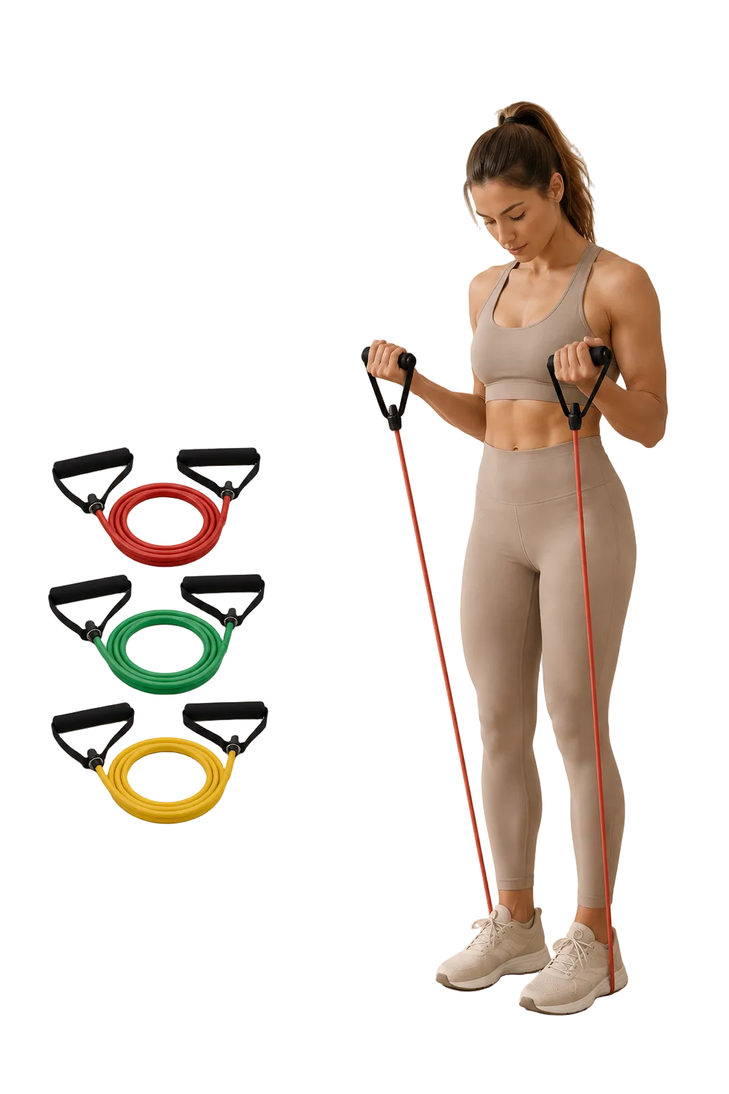SculptForHer Resistance Bands Set with Handles | Full Body Home Gym Exercise Bands for Strength Training, Pilates & Muscle Building