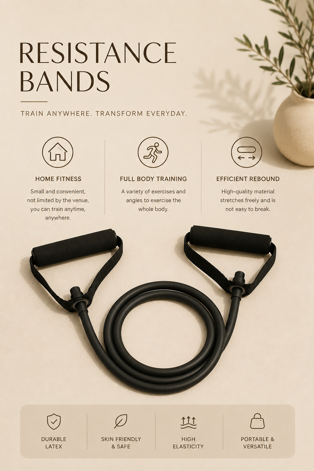 SculptForHer Resistance Bands Set with Handles | Full Body Home Gym Exercise Bands for Strength Training, Pilates & Muscle Building