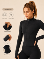 Sculpta™ Women’s Long Sleeve Zip Gym Jacket | Quick-Dry Slim Fit Fitness Top