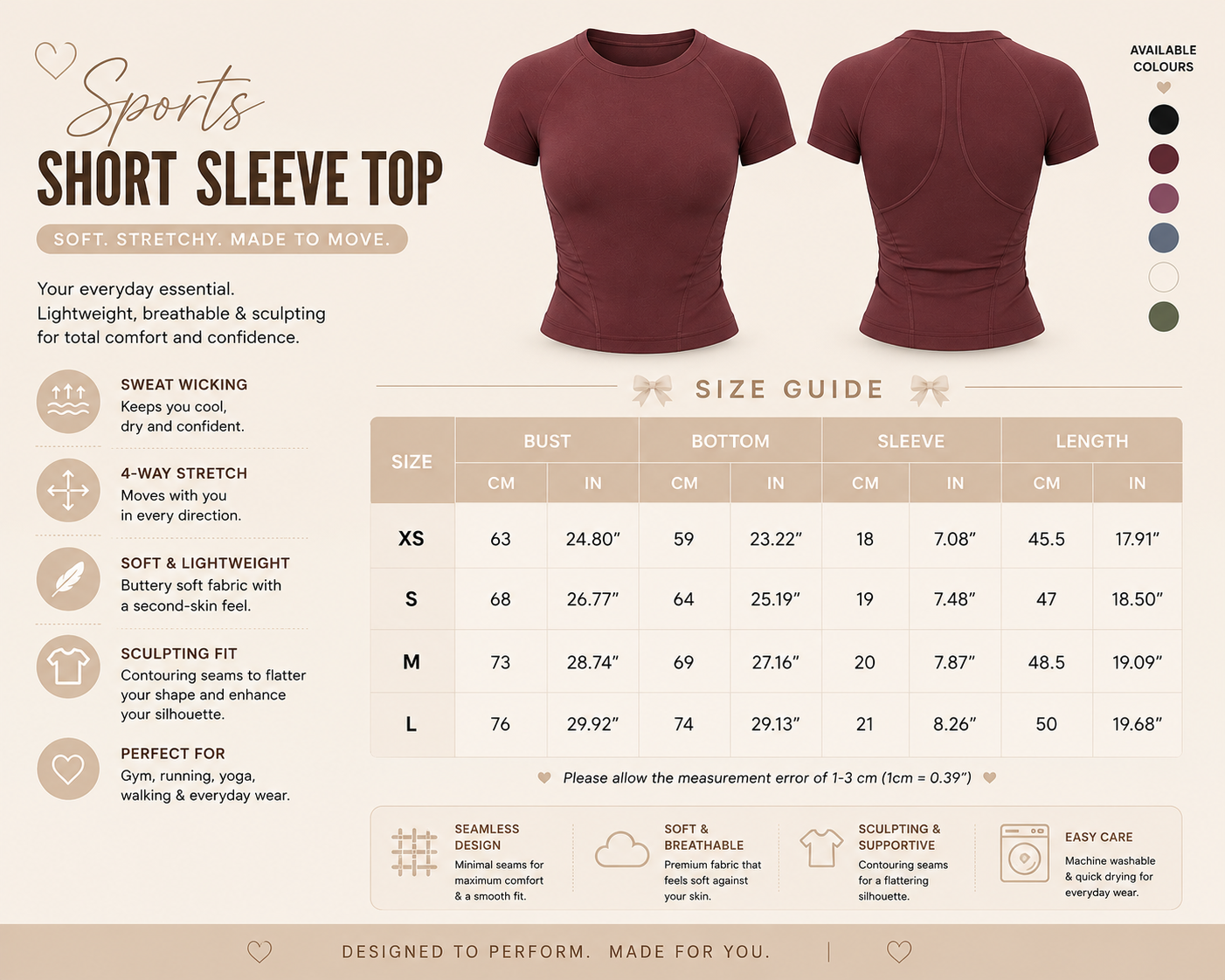 SculptForHer Seamless Gym Set | Sculpt Performance T-Shirt & Scrunch Shorts for Women