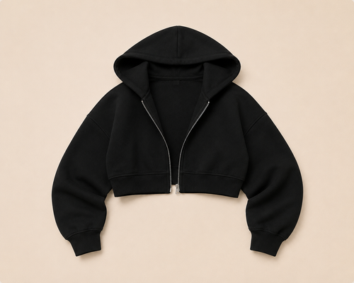Sculpta™ Women’s Cropped Zip Hoodie | Fleece-Lined Lightweight Gym Jacket