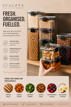 Sculpta™ Airtight Protein Storage Container | Large Supplement & Protein Powder Canister | Moisture-Proof Kitchen Storage Jar