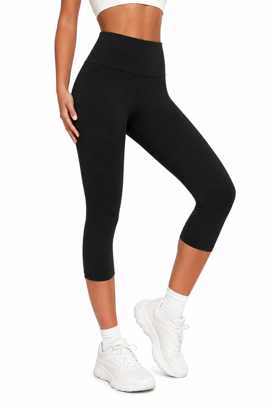 SculptForHer Women’s High Waisted Capri Leggings – Soft Stretch Gym, Yoga & Running Leggings