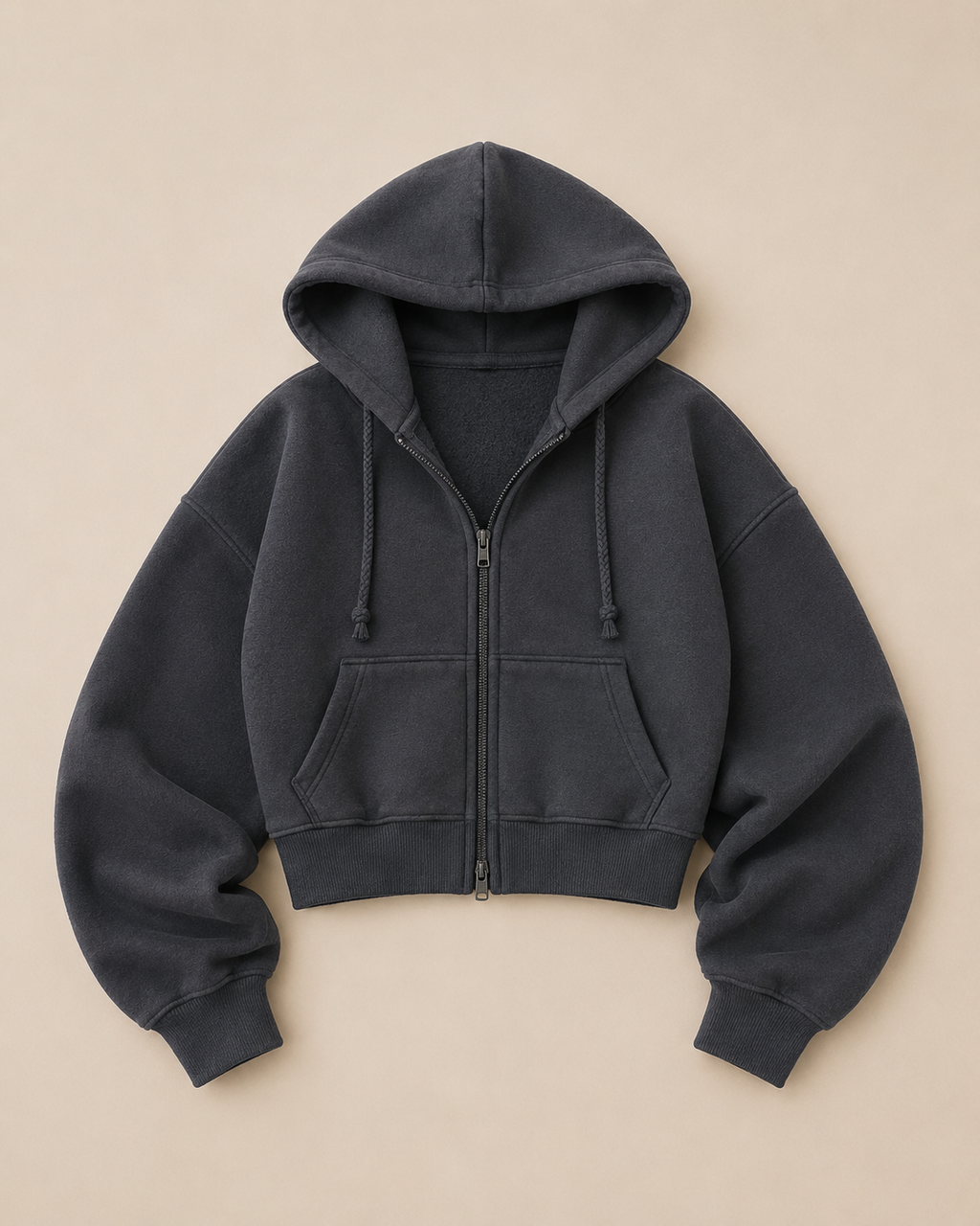 Sculpta™ Women’s Cropped Zip Hoodie | Fleece-Lined Lightweight Gym Jacket