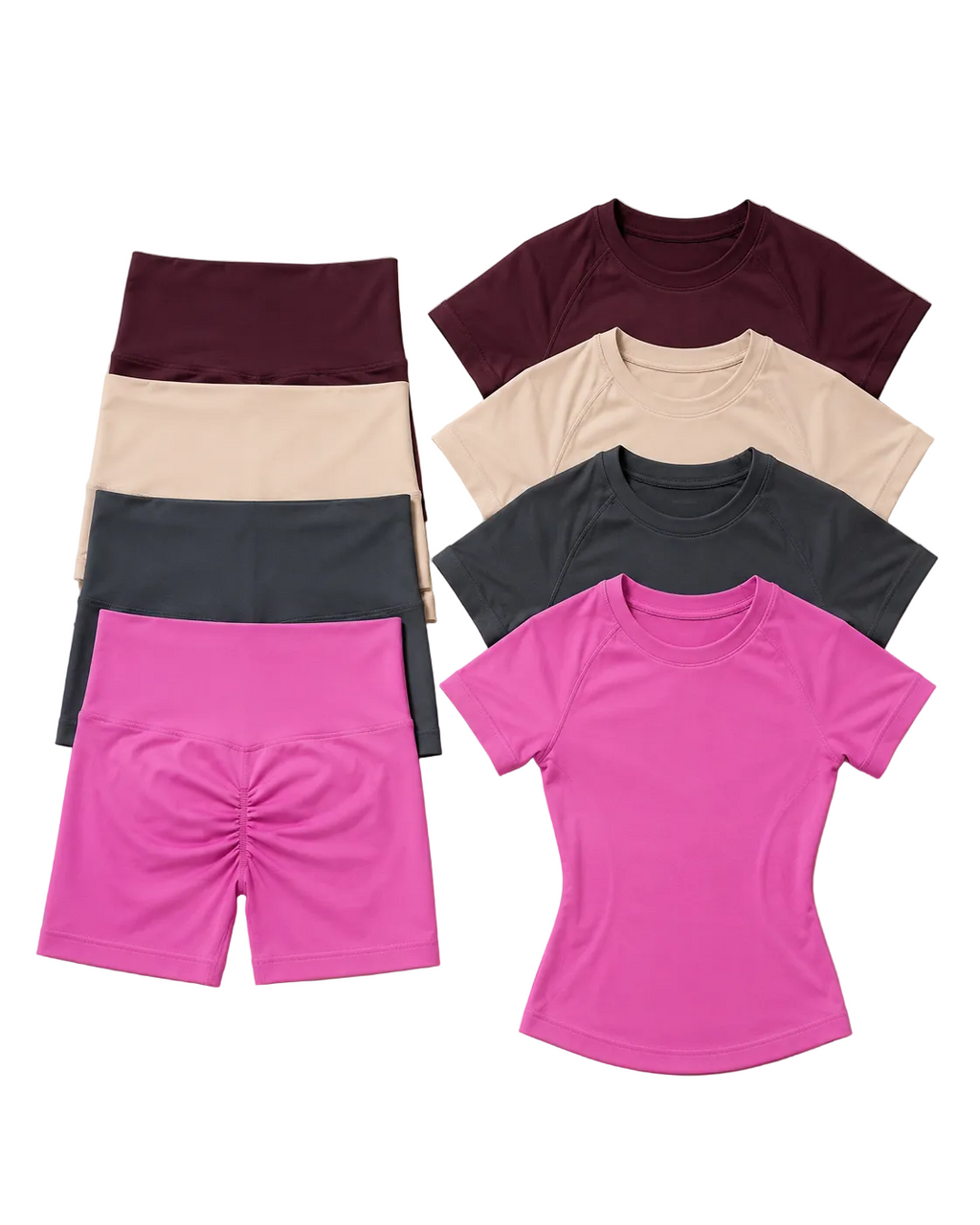 SculptForHer Seamless Gym Set | Sculpt Performance T-Shirt & Scrunch Shorts for Women
