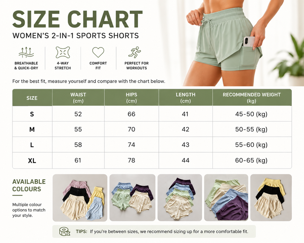 SculptForHer Women’s 2-in-1 Quick-Dry Running Shorts | High-Waisted Gym & Training Shorts