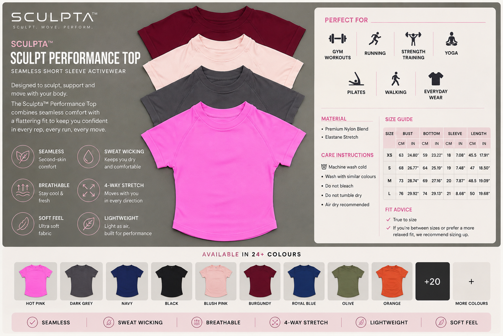 SculptForHer Sculpt Performance Top | Seamless Short Sleeve Activewear