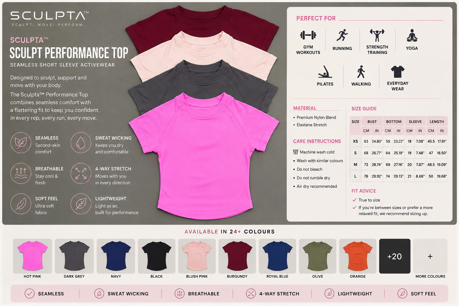 SculptForHer Sculpt Performance Top | Seamless Short Sleeve Activewear