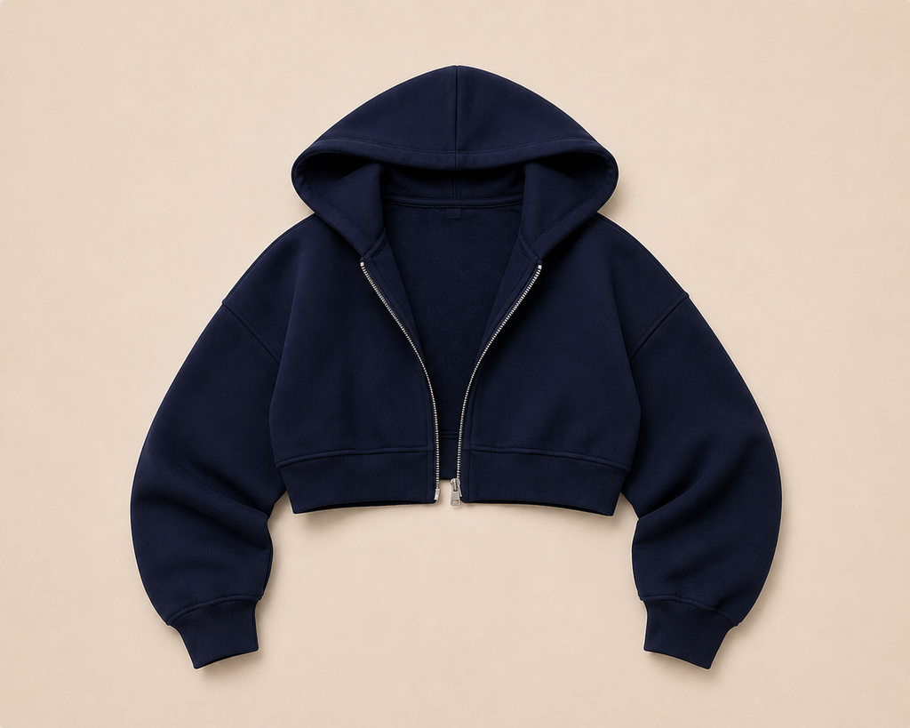 Sculpta™ Women’s Cropped Zip Hoodie | Fleece-Lined Lightweight Gym Jacket