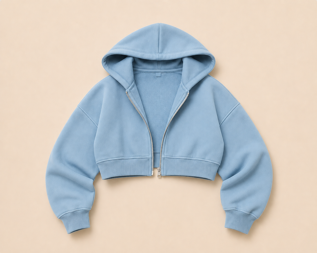 Sculpta™ Women’s Cropped Zip Hoodie | Fleece-Lined Lightweight Gym Jacket