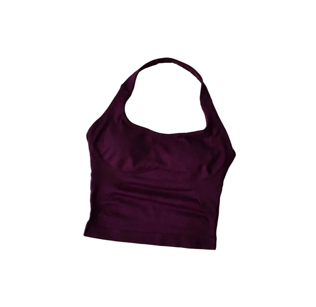 SculptForHer Seamless Halter Neck Gym Top | Built-In Bra Women’s Fitness Tank