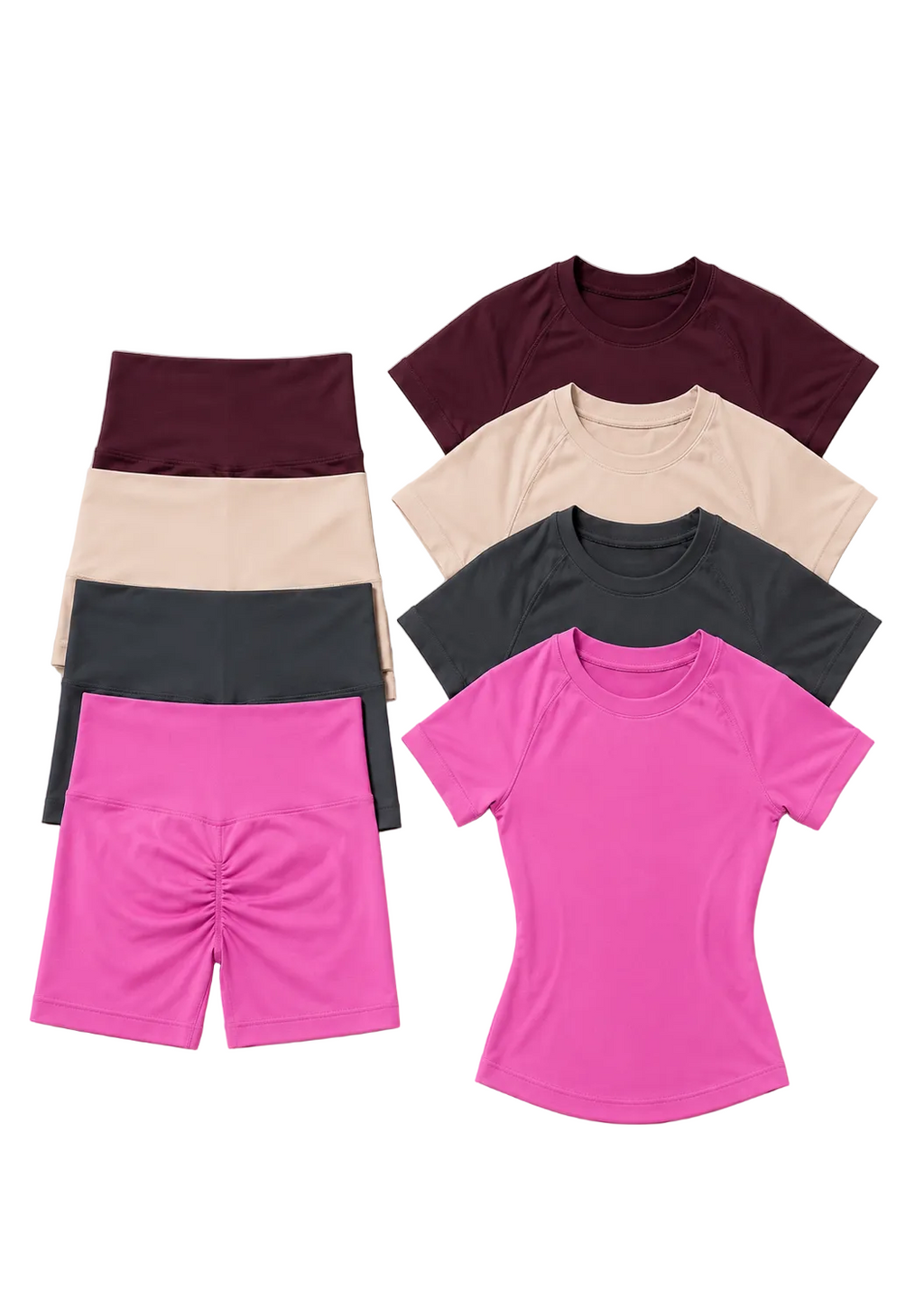 SculptForHer Seamless Gym Set | Sculpt Performance T-Shirt & Scrunch Shorts for Women