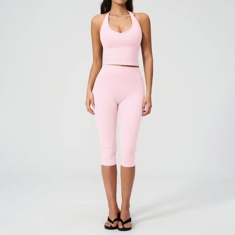 SculptForHer Sculpt & Move Seamless Capri Gym Set – Women’s 2 Piece Activewear