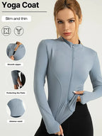 Sculpta™ Women’s Long Sleeve Zip Gym Jacket | Quick-Dry Slim Fit Fitness Top