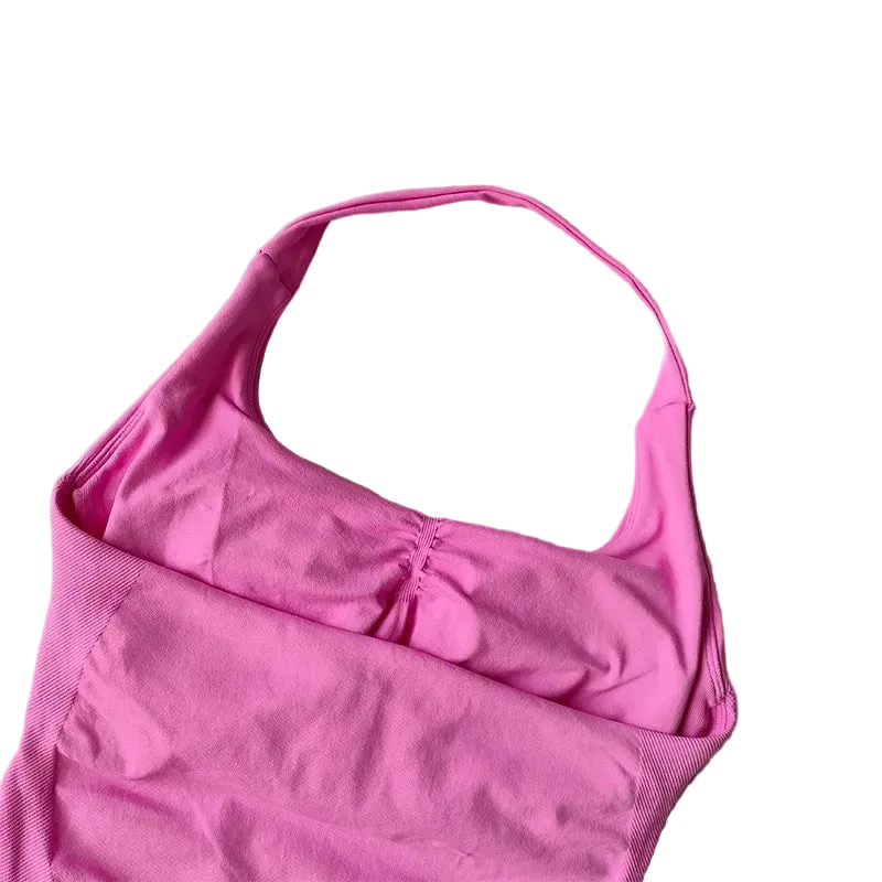 SculptForHer Halter Sports Bra | High Support Seamless Gym & Running Bra for Women