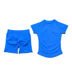 SculptForHer 2 Piece Seamless Gym Set | Women’s Short Sleeve Crop Top & High Waist Sports Shorts Activewear