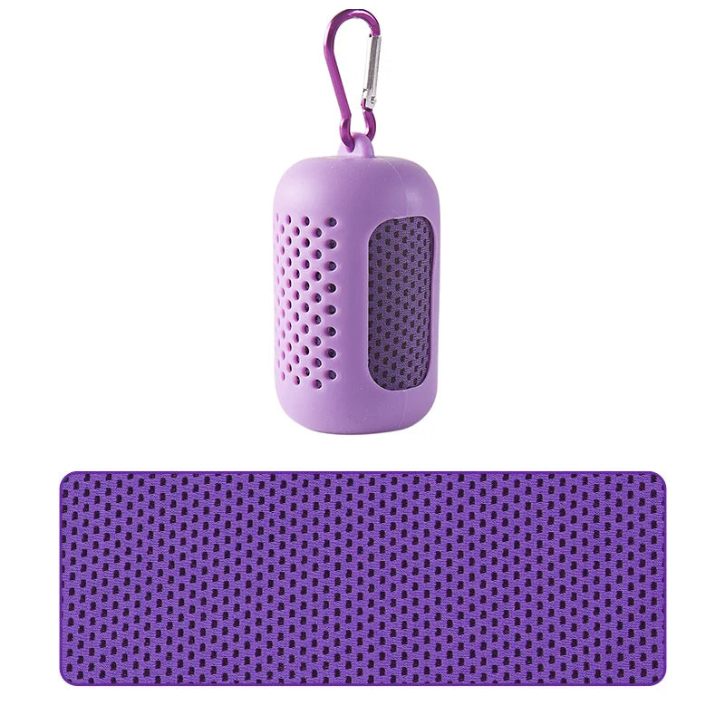 SculptForHer Cooling Gym Towel | Instant Cooling Microfibre Sports Towel with Silicone Carry Case | Quick Dry for Gym, Running, Fitness, Hiking & Travel