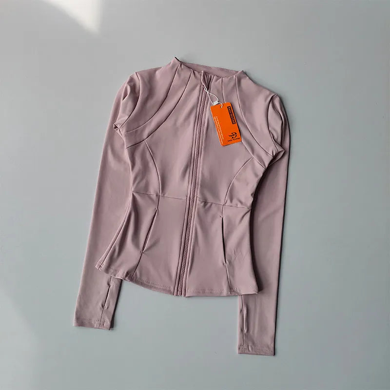 SculptForHer Performance Zip Jacket | Seamless Long Sleeve Gym Top