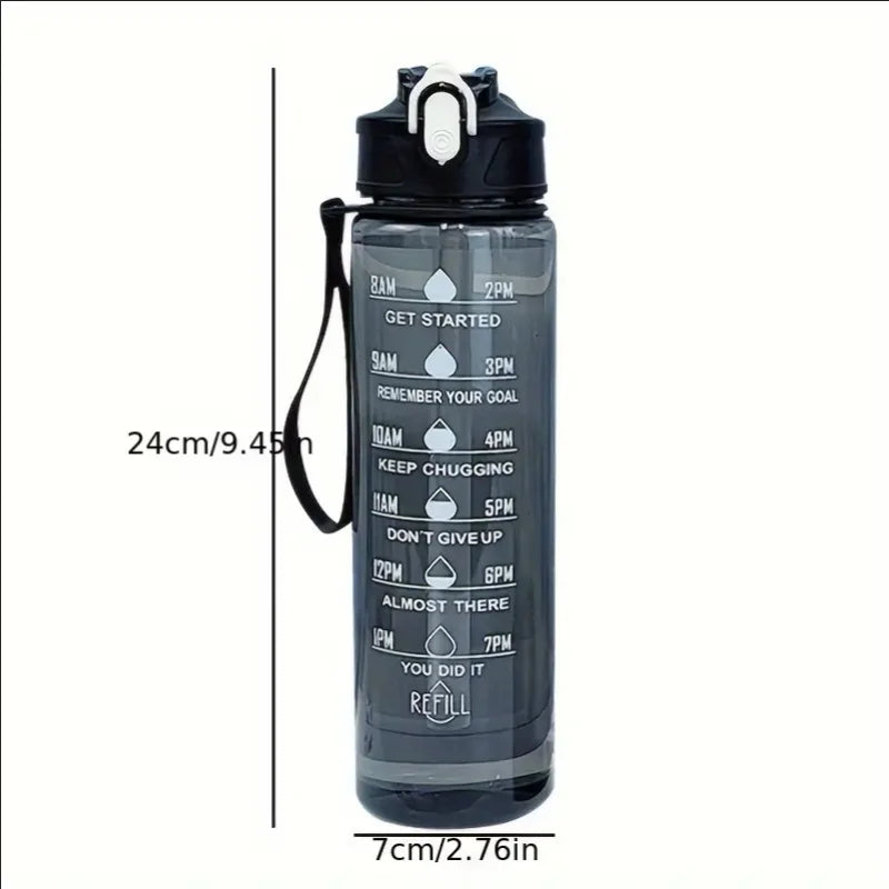 SculptForHer 800ml Sports Water Bottle | Leakproof Gym Bottle with Time Marker & Carry Strap