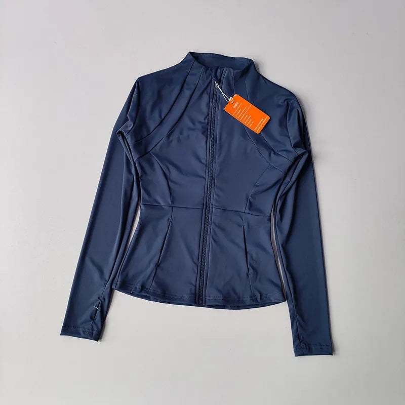 SculptForHer Performance Zip Jacket | Seamless Long Sleeve Gym Top