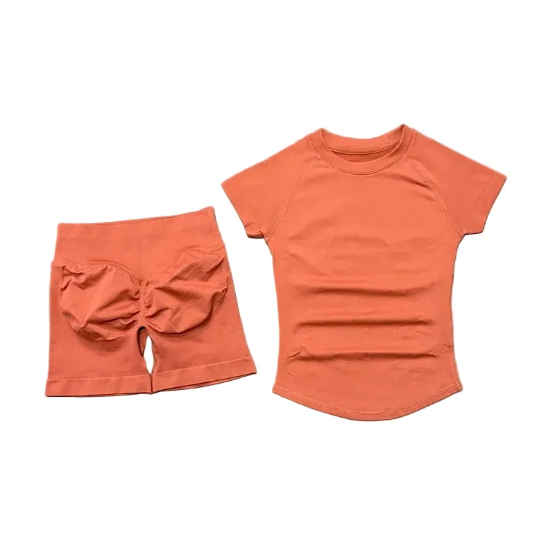 Sculpta™ Seamless Gym Set | Sculpt Performance T-Shirt & Scrunch Shorts for Women