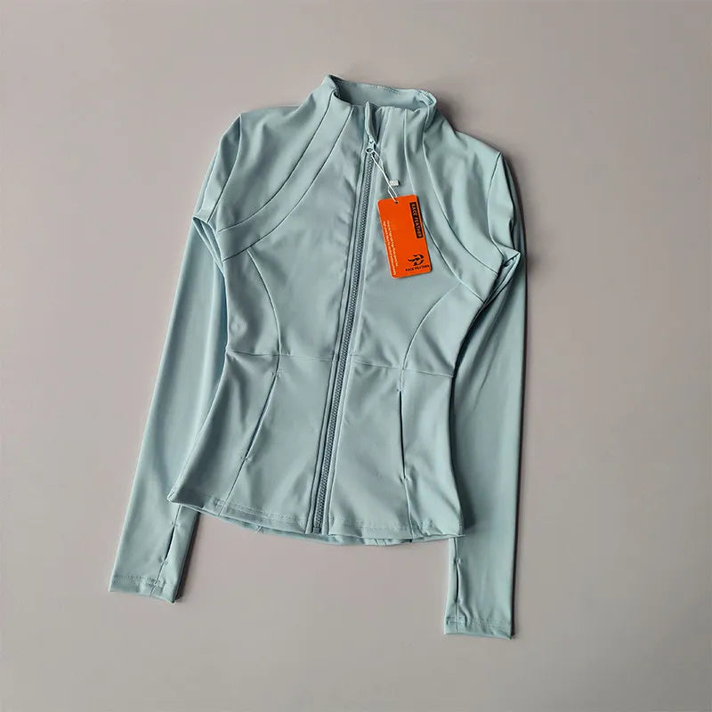 SculptForHer Performance Zip Jacket | Seamless Long Sleeve Gym Top