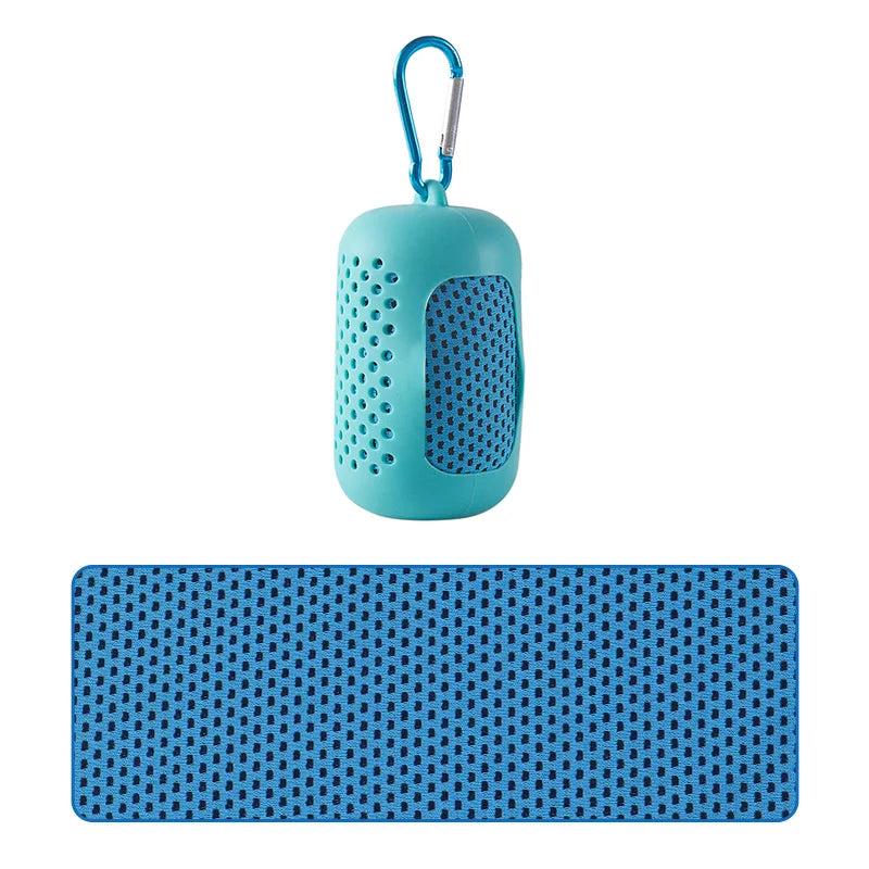 SculptForHer Cooling Gym Towel | Instant Cooling Microfibre Sports Towel with Silicone Carry Case | Quick Dry for Gym, Running, Fitness, Hiking & Travel