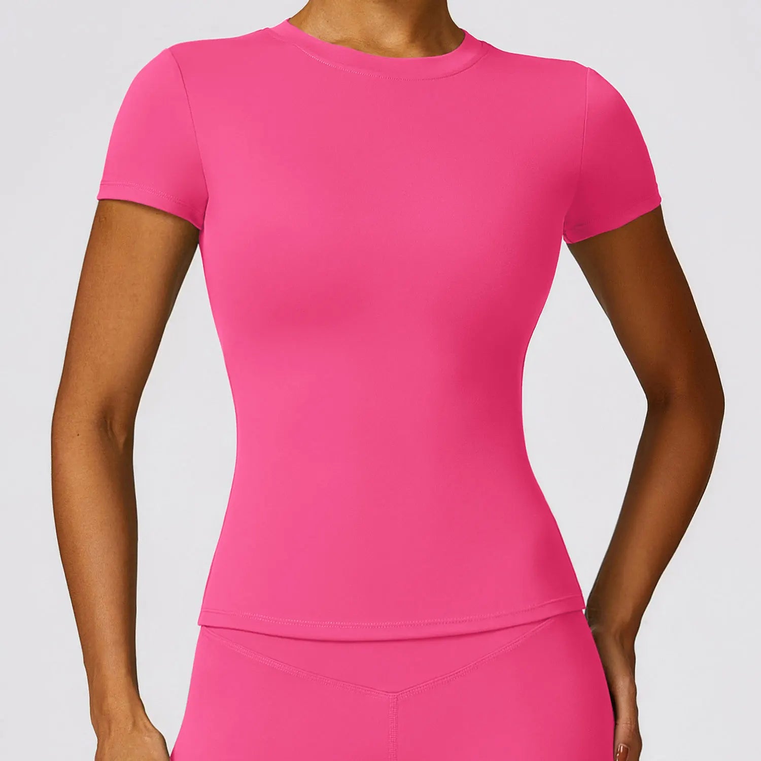 SculptForHer Women Running Sports T Shirt Summer Short Sleeve Round Neck Breathable Stretchy GYM Yoga Slim Fitness Active Top Tee