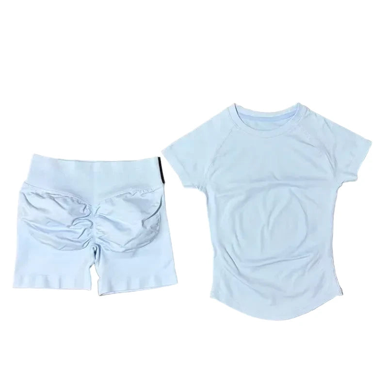 Sculpta™ Seamless Gym Set | Sculpt Performance T-Shirt & Scrunch Shorts for Women
