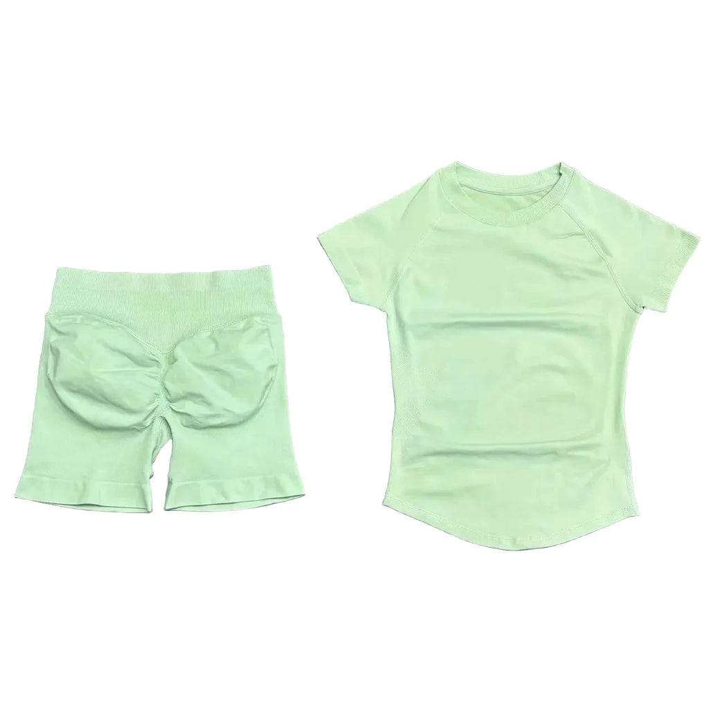 SculptForHer Seamless Gym Set | Sculpt Performance T-Shirt & Scrunch Shorts for Women