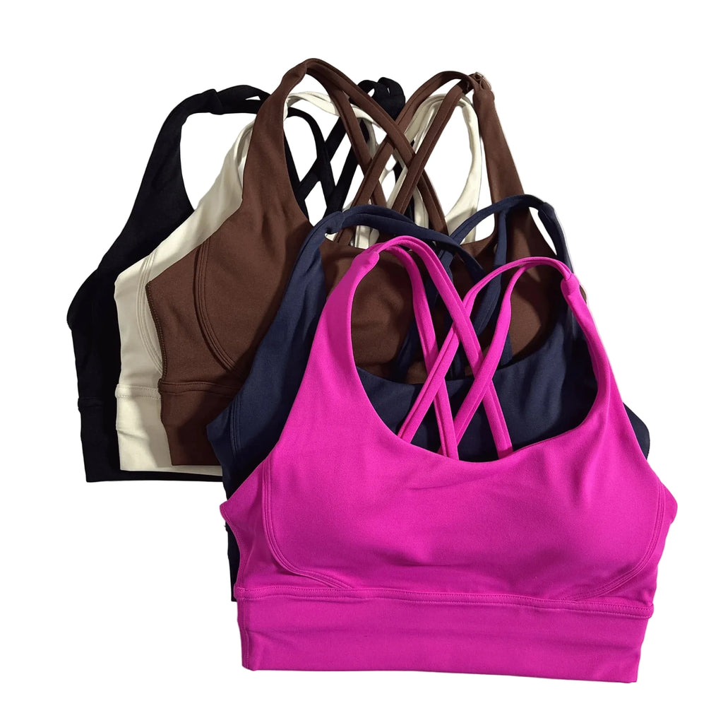 SculptForHer Cross Back Sports Bra | Women’s Seamless Medium Support Gym & Yoga Bra