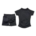 SculptForHer 2 Piece Seamless Gym Set | Women’s Short Sleeve Crop Top & High Waist Sports Shorts Activewear