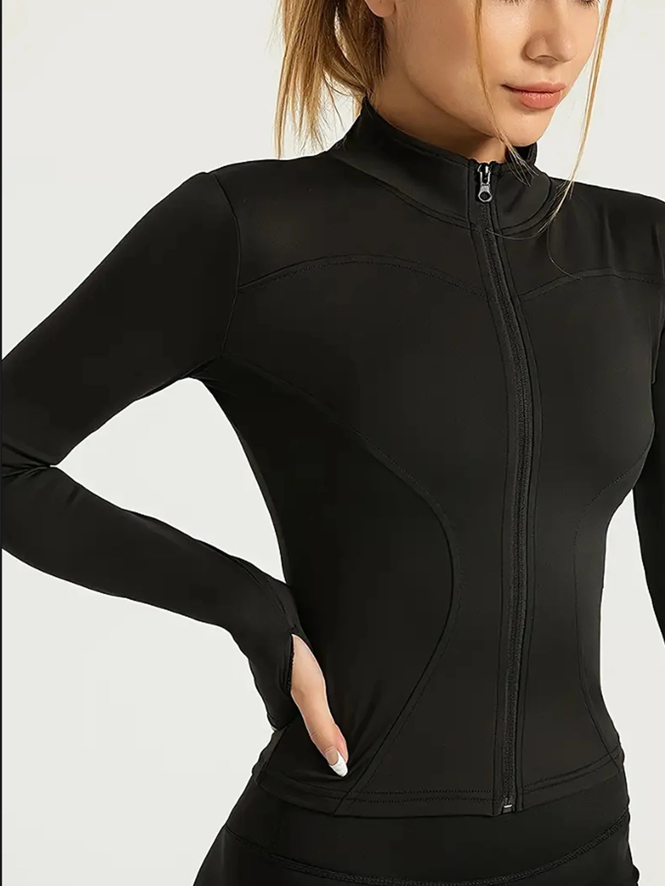 Sculpta™ Women’s Long Sleeve Zip Gym Jacket | Quick-Dry Slim Fit Fitness Top