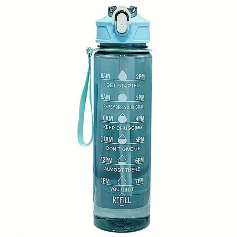 SculptForHer 800ml Sports Water Bottle | Leakproof Gym Bottle with Time Marker & Carry Strap