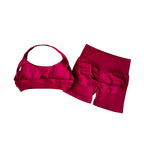 SculptForHer Halter Neck Sports Bra & High Waist Scrunch Shorts Gym Set | Seamless Yoga & Pilates Activewear for Women