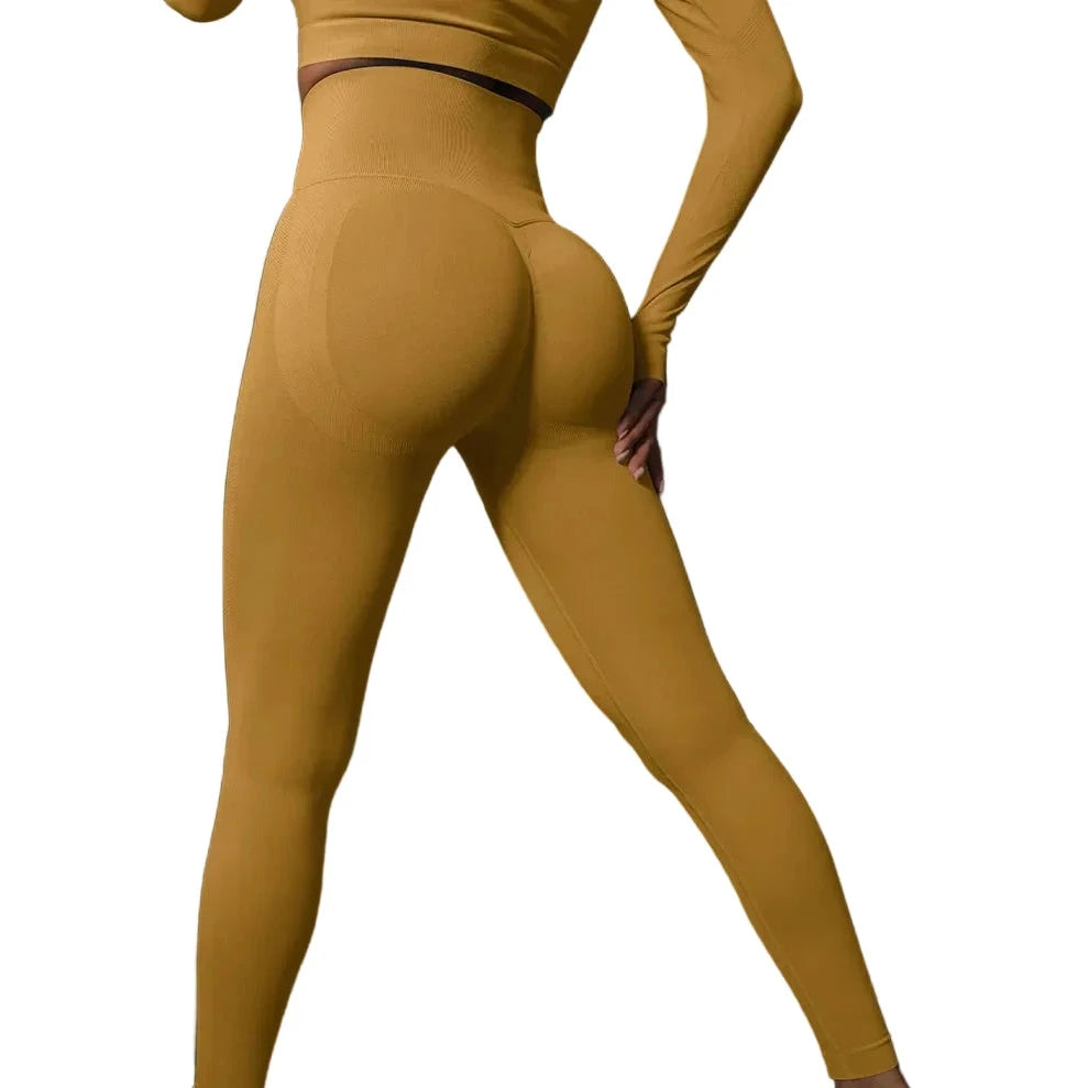 SculptForHer High Waisted Seamless Scrunch Leggings – Women’s Push Up Sculpting Gym Leggings