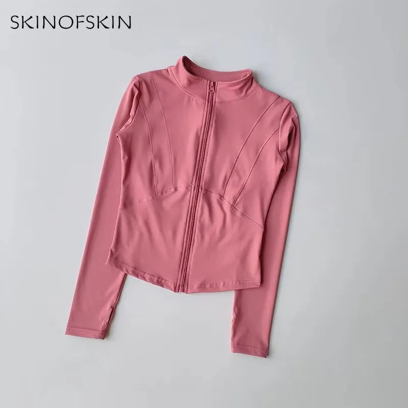 SculptForHer Performance Zip Jacket | Seamless Long Sleeve Gym Top