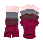 SculptForHer 2 Piece Seamless Gym Set | Women’s Short Sleeve Crop Top & High Waist Sports Shorts Activewear