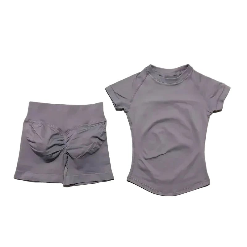 Sculpta™ Seamless Gym Set | Sculpt Performance T-Shirt & Scrunch Shorts for Women
