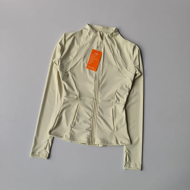 SculptForHer Performance Zip Jacket | Seamless Long Sleeve Gym Top