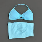 SculptForHer Women’s 2 Piece Scrunch Gym Set | High-Waisted Shorts & Strappy Sports Bra | Seamless Workout Outfit