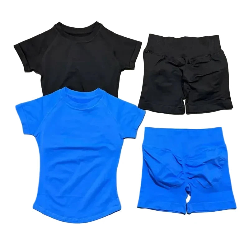 SculptForHer Seamless Gym Set | Sculpt Performance T-Shirt & Scrunch Shorts for Women
