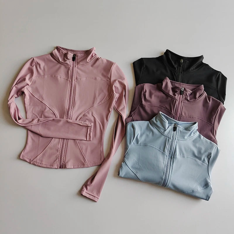 SculptForHer Performance Zip Jacket | Seamless Long Sleeve Gym Top