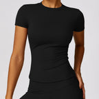 SculptForHer Women Running Sports T Shirt Summer Short Sleeve Round Neck Breathable Stretchy GYM Yoga Slim Fitness Active Top Tee
