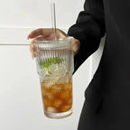SculptForHer 600ml Glass Tumbler with Lid & Straw | Premium Coffee, Matcha & Iced Drink Cup