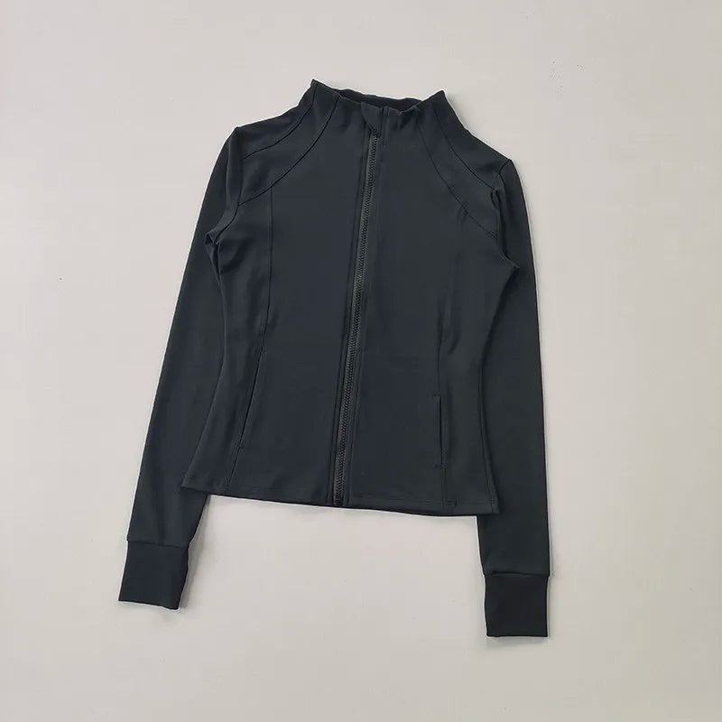 SculptForHer Performance Zip Jacket | Seamless Long Sleeve Gym Top