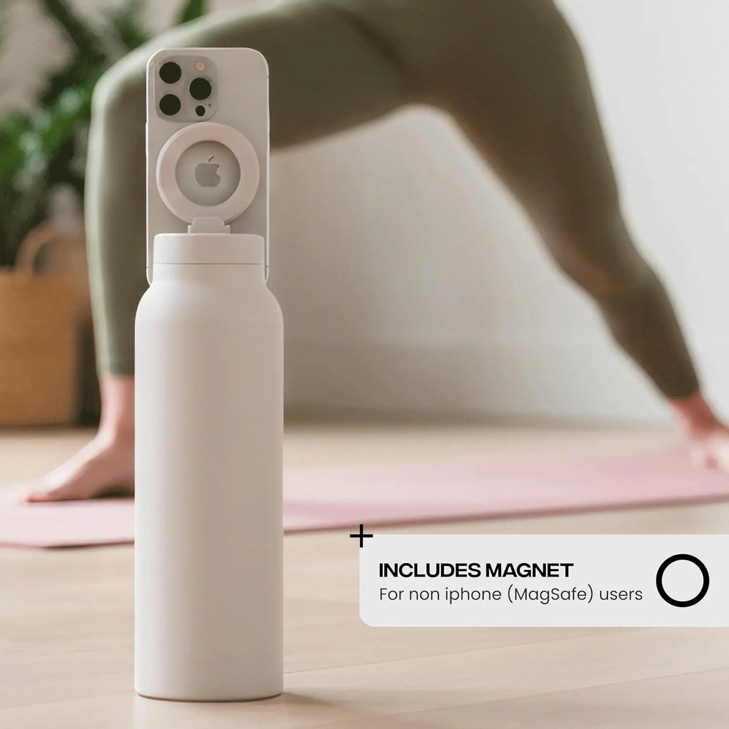 24oz Insulated Water Bottle with Magnetic Phone Mount & Straw