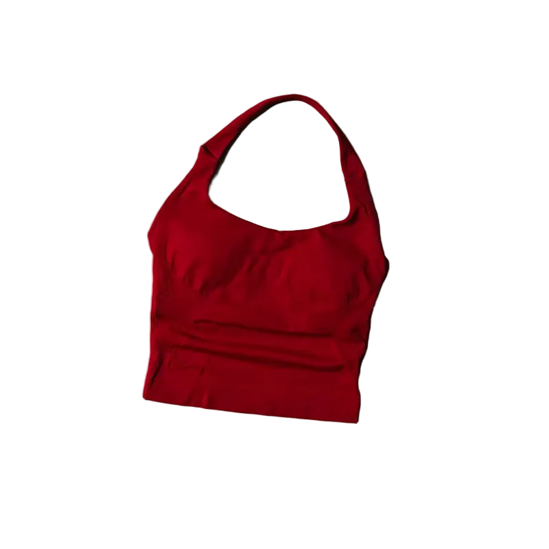 SculptForHer Halter Sports Bra | High Support Seamless Gym & Running Bra for Women