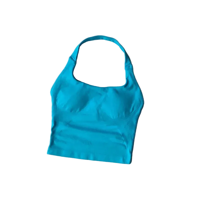 SculptForHer Halter Sports Bra | High Support Seamless Gym & Running Bra for Women
